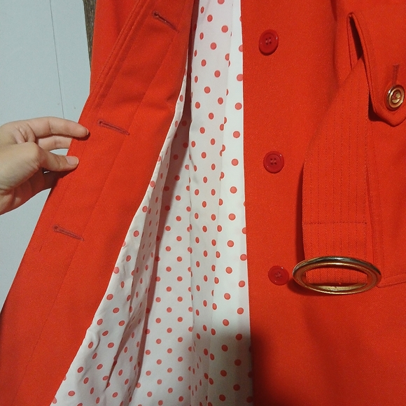 Vintage London Fog Limited Edition Coat Red/Orange Polka dot lining Size XS/S - Picture 4 of 10